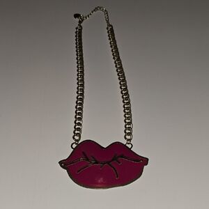 Betsey Johnson Fuchsia Lips Necklace